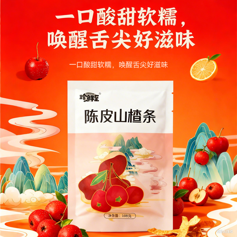 珍鲜至陈皮山楂条零食 买一送一发两包 果丹皮蜜饯酸甜开胃